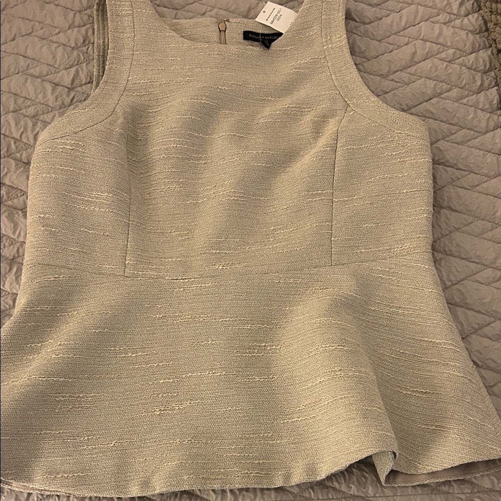 Banana Republic Light Beige Textured Peplum Top